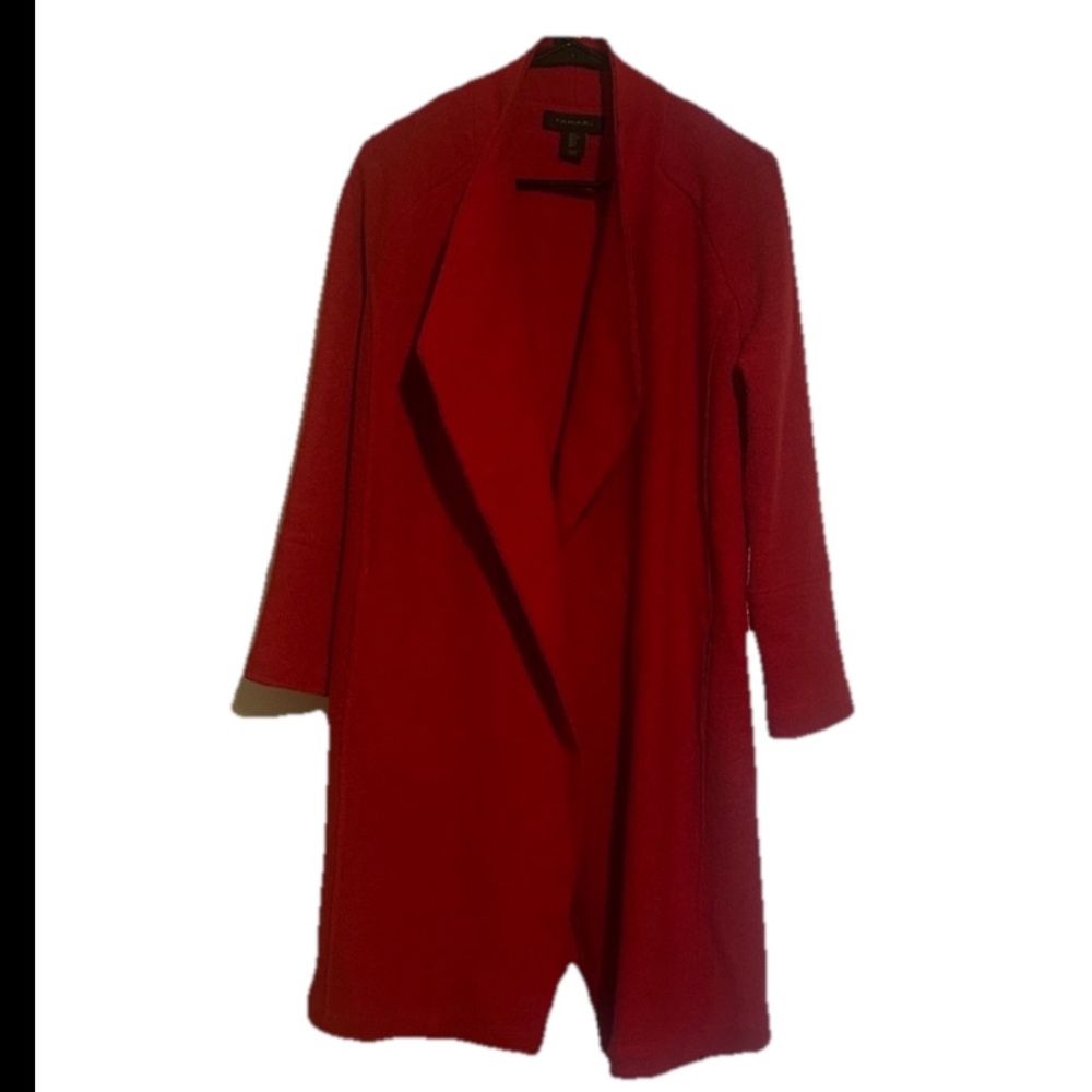 Tahari Vibrant Red Wool Textured Size Small Women's Coat with Pockets